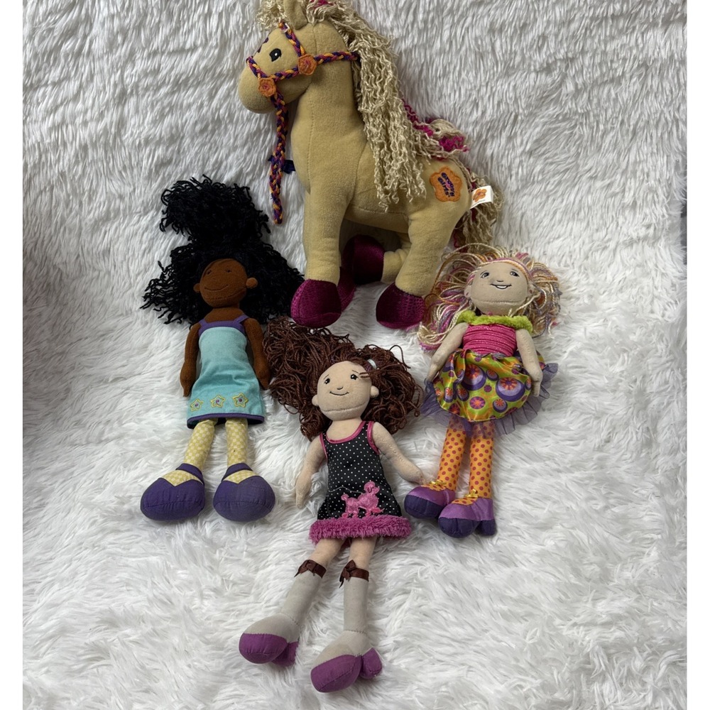 Vintage Groovy Girls Doll Lot 3 Dolls + Blossom Horse Manhattan Toy Plush 2001